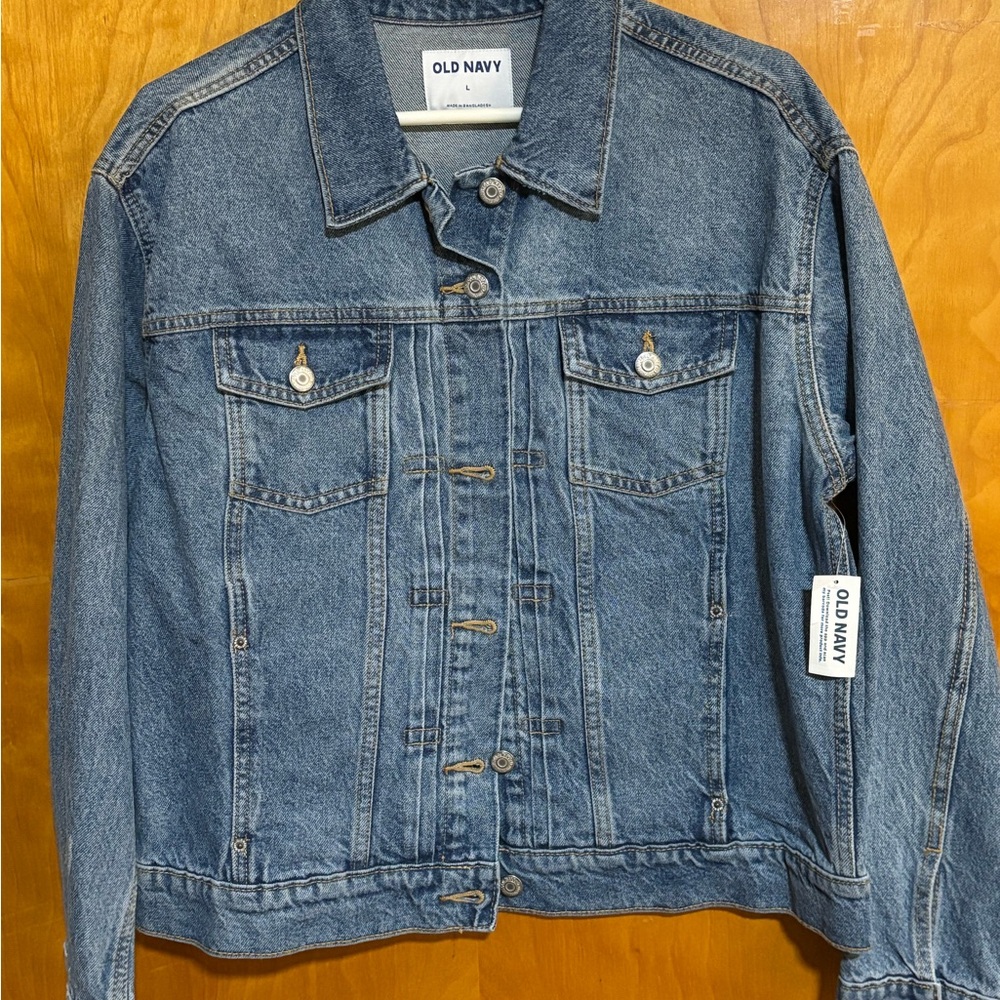 Old Navy Light Blue Denim Jacket with White Label